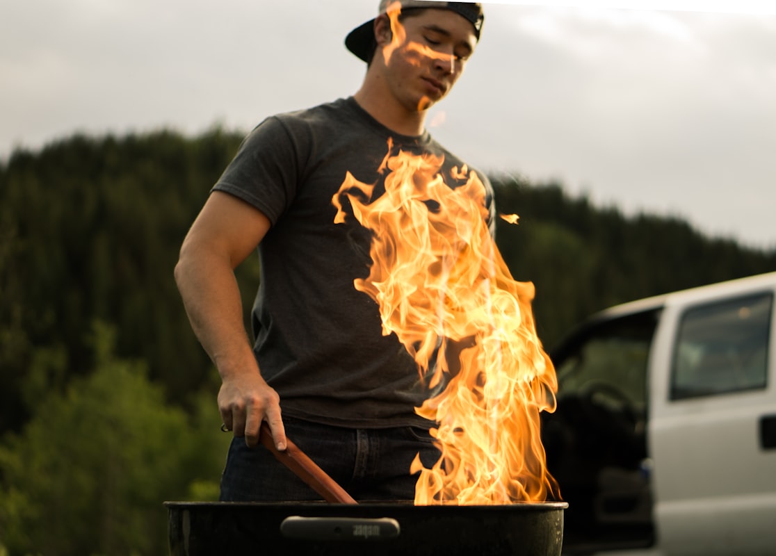Man cooking in kitchen